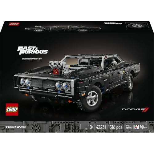 LEGO Technic Fast and Furious Dodge Charger R/T Auto 42231 | Bausatz für Erwachsene, Sammlerset mit V8-Motor und Federung, nostalgisches Geschenk für Filmfans, 1516 Teile