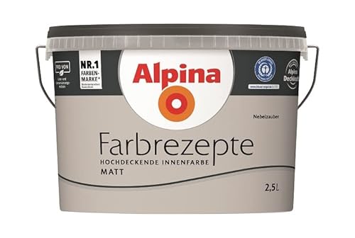 Alpina Farbrezepte Innenfarbe Wandfarbe matt, 2,5 L Nebelzauber, Grau