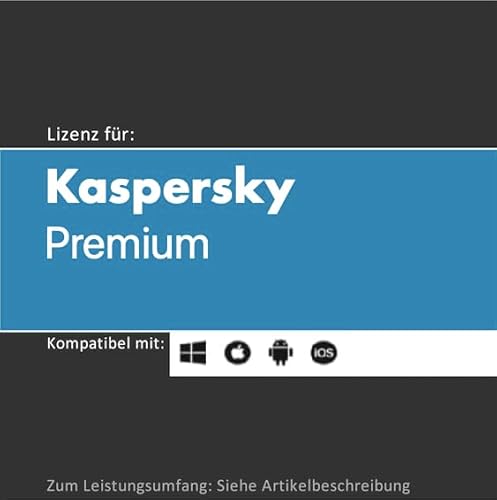 Lizenz für Kaspersky Premium inkl. unbegr. VPN | 2025 | 3-10 Gerät(e) | 1-2 Jahr(e) | Vollversion | Windows/MacOS/iOS/Android (E-Mail vorab (i.d.R. in 24 Std.) + Post, 5 Geräte)