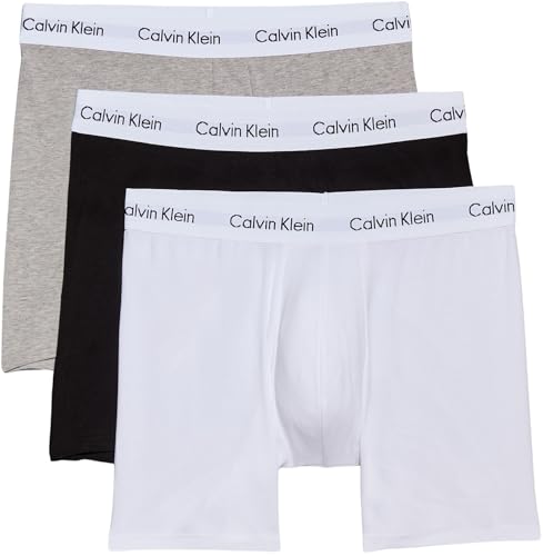 Calvin Klein Herren 3er Pack Boxershorts Briefs Boxer Brief Stretch, Mehrfarbig (Black/White/Grey Heather), L