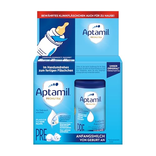 Aptamil Pronutra Pre – Anfangsmilch von Geburt an – Mit pflanzlichen Ölen ohne Palmöl – 4 x 2 x 90 ml