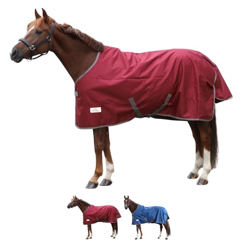 Marengos by Bucas - Weidedecke Freedom Turnout 600D – Regendecke & Übergangsdecke – wasserdichte Pferdedecke mit Innenfutter & Kreuzbegurtung – Weinrot/Dunkelblau – 145cm (ohne Füllung)
