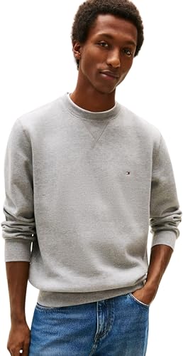 Tommy Hilfiger Herren Sweatshirt Essential Fleece Crew Neck Regular Fit, Grau (Medium Grey Heather), 3XL