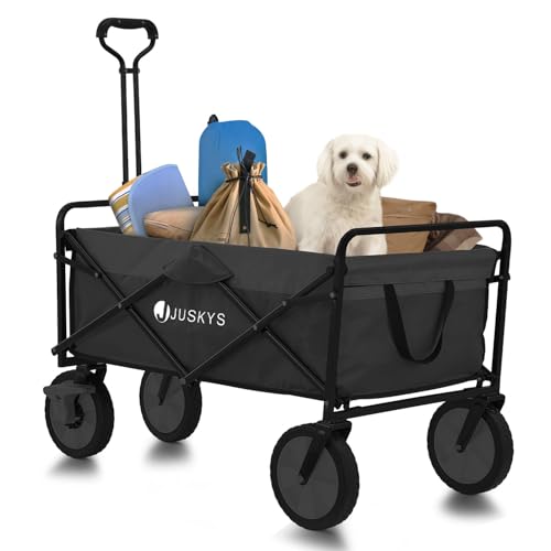 Juskys Bollerwagen 100 kg Tragkraft - Transportwagen faltbar - Einkaufen, Outdoor & Camping - Strandwagen Faltbollerwagen Handwagen Schwarz