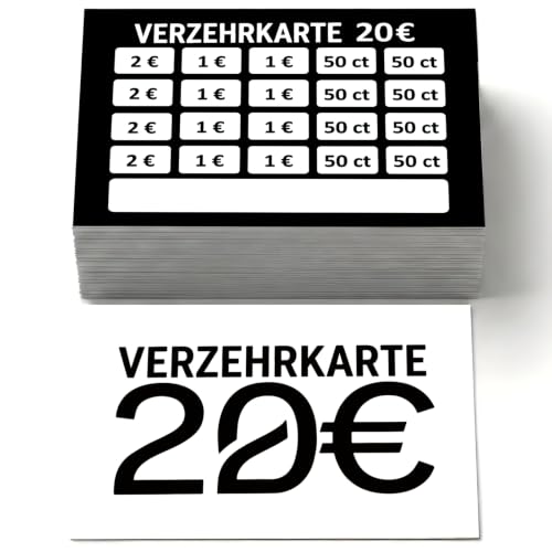 GIFISTAR 100 Verzehrkarten 20 Euro - Wertmarken & Essensmarken Alternative zum Abstreichen für Vereine, Gastronomie & Events, 20 Euro PSN Karten Stil, 100 Stück