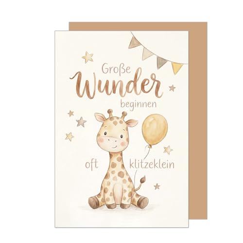 Edition Seidel Premium Glückwunschkarte zur Geburt mit Umschlag. Karte Grußkarte Geburtskarte Babykarte Spruch Sprüche Ankunft Hallo Willkommen Mädchen Junge Baby Kind Wunder (E315 SW026)
