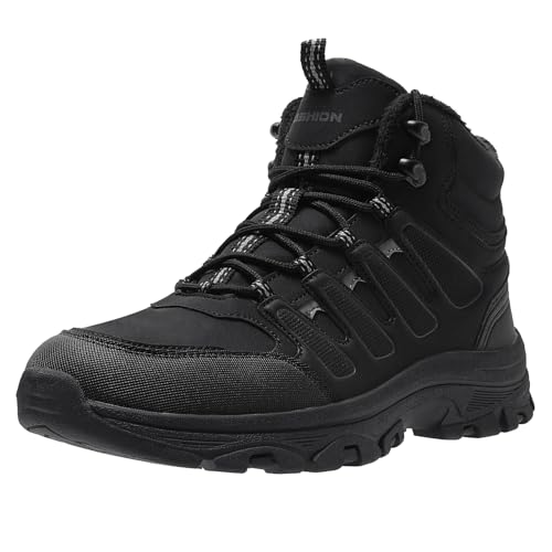 Littleplum Winterschuhe Herren Winterstiefel Wanderschuhe Trekking Warm Gefüttert rutschfest Schneestiefel für Outdoor(B Alle Schwarz,42EU)