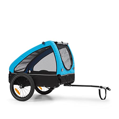 Klarfit 2-in-1 Fahrradanhänger & Hundebuggy, Klappbar, Hundeanhänger Gefedert mit Reflektoren & Leine, für Hunde bis 45kg