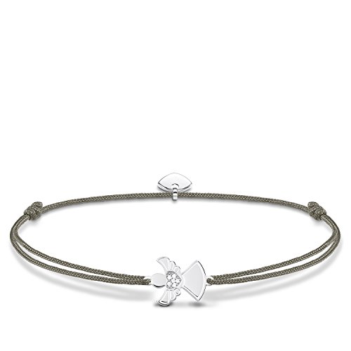 Thomas Sabo Damen Stoffarmband Grün Little Secret Engel 925 Sterling Silber LS037-401-5-L20v
