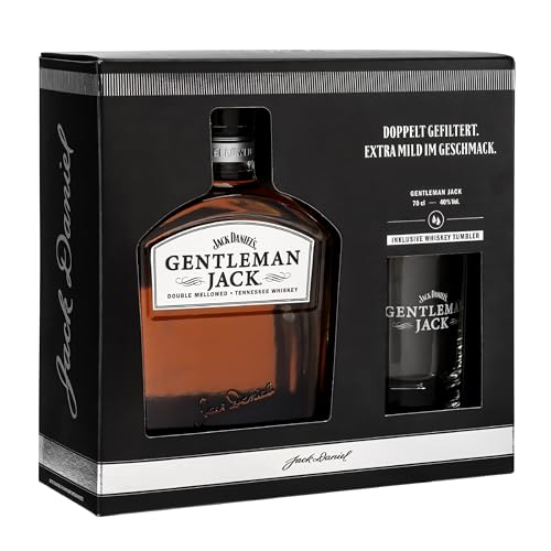 Jack Daniel's Gentleman Jack Tennessee Whiskey -‎ Ein Mix aus Karamell, Minze und dunklen, reifen Äpfeln - limitiertes Geschenkset mit Whiskey Tumbler - 0.7L 40 Prozent