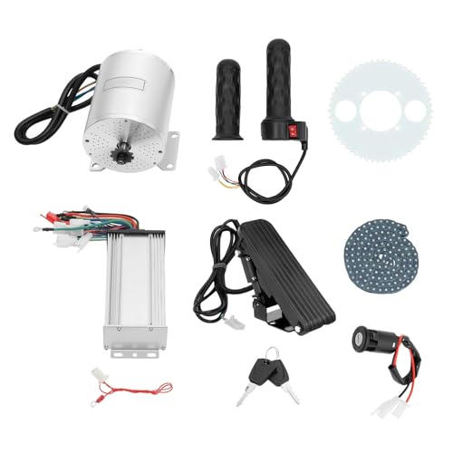 Mqwdxzfes 48-72V 3000W Brushless Motor-Kit, Bürstenloser Elektro Motor Bausatz mit Fußpedal & Regler, 3KW Elektro-Umrüstset für E-Motorräder/Strandräder/Go Karts/Modifizierte Fahrräder