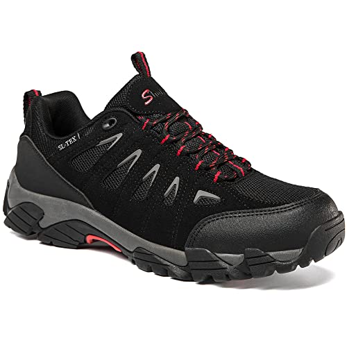 SHULOOK Wanderschuhe Herren Wasserdicht Leichte Outdoor (Schwarz Rot 44)