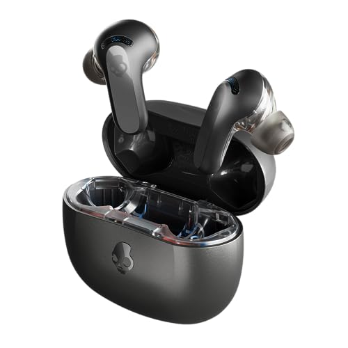 Skullcandy Rail ANC In-Ear Wireless-Kopfhörer mit Noise Cancelling, 27 Std. Akkulaufzeit, Mikro, kompatibel mit iPhone, Android und Bluetooth-Geräten - Schwarz