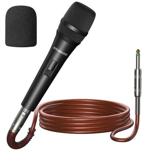 aokeo Dynamic Karaoke Microphone, A450 Vocal Microphone with Foam Cover and 5 m XLR Cable, Handheld Microphone Compatible with Speaker, Karaoke Machine, Amplifier, Mixing Console - for Vocals and