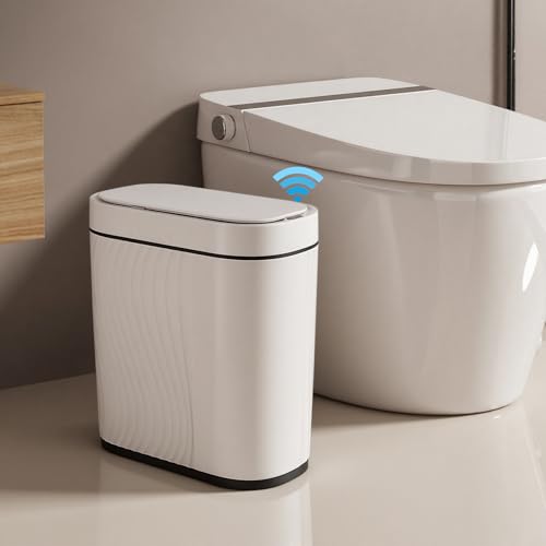 SternSinn 8L Mülleimer Mit Sensor, Sensor Mülleimer mit Deckel, Elektrischer Mülleimers Luftdichter, Automatischer Mülleimers IPX5 Wasserdicht für Schlafzimmer, Badezimmer, Küche, Büro (Weiß)