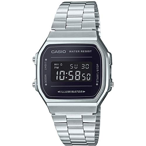 CASIO Unisex Erwachsene Armbanduhr Digital Quarz Edelstahl A168WEM-1EF