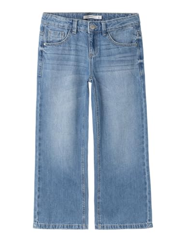 Name IT Mädchen Girl Wide Fit Weite Jeans, Medium Blue Denim, 140 EU