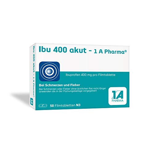 Ibu 400 akut – 1 A Pharma® | 50 Stk | Bei Schmerzen und Fieber | Mit Ibuprofen | Gut verträglich | Für Ihre Hausapotheke