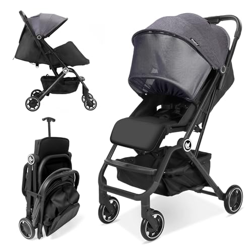 Wheelive Leichter Kinderwagen, Kompakter Reisebuggy mit Ausziehbarem Fußsack & Schlafverdeck, Einhand-Einfaltbarer Buggy, Verstellbarer Sitz für Kleinkinder 0-36 Monate