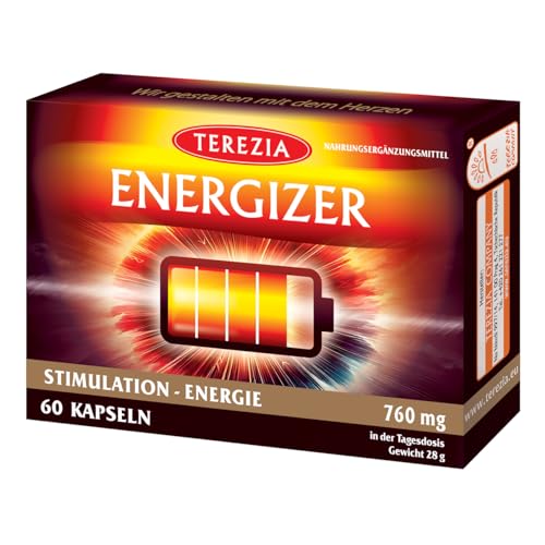 TEREZIA Energiekapseln - Energie & Vitalität - Guarana, Ginseng, Rhodiola, Reishi - Ausdauer & Immunsystem - Natürliche Energie, Fokus & Konzentration, Pflanzenstoffe, 60 Kapseln