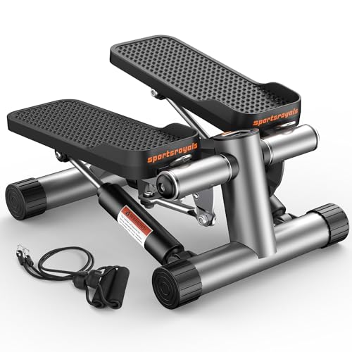 Sportsroyals Stair Stepper for Exercises, Twist Stepper with Resistance Bands and 150 kg Weight Capacity (Stepper)