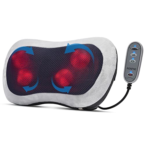 RENPHO Shiatsu Massagegerät mit Fernbedienung, Massagekissen mit Wärmefunktion, Rückenmassagegerät mit 2 Intensitäten, Massagegerät Rücken Nacken, Geschenke für Frauen