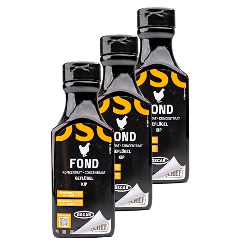 OSCAR - 3er Pack Flüssiges Fond Konzentrat Geflügel 200 ml auf Geflügelbasis als Geschmacksboost für herzhafte Fleischgerichte für Suppen, Saucen, Dressings - Geflügelfond zum Verfeinern und Abrunden
