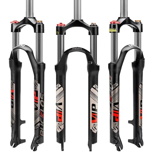 AEYINO 26/27,5/29 MTB-Federgabel, Federweg 100 mm, 28,6 mm gerades Rohr, Schnellspanner 9 mm, Kronen-Lockout, Aluminiumlegierung, XC-Mountainbike-Vorderradgabel(29)
