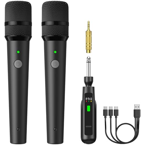TONOR 2.4G Dual-Mikrofon Kabellos, Wiederaufladbares Funkmikro Set, TW-220