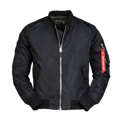 Mil-Tec US Fliegerjacke MA1® Summer • Leichte Herren Bomberjacke im US Air Force Stil • Windfeste Pilotenjacke • Als Herbstjacke, Frühlingsjacke. Übergangsjacke • In Schwarz, Größen S-3XL