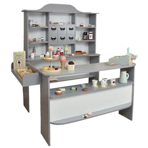 Roba Kaufladen grau Kaufmannsladen aus Holz für Kinder - Marktstand