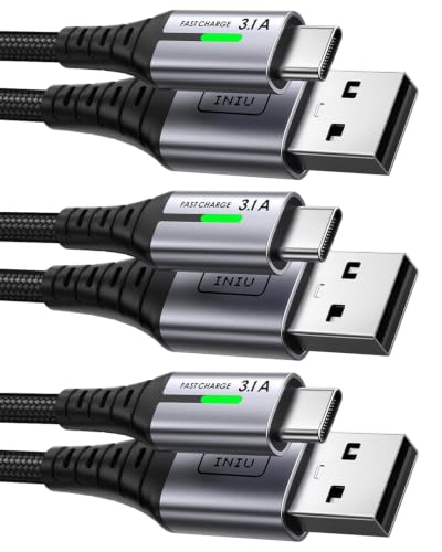 INIU USB C Kabel, [3 Stück 2m+2m+0,5m] USB A auf USB C Schnellladekabel