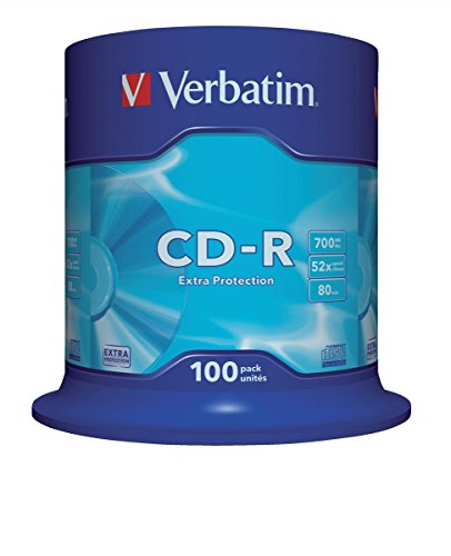 Verbatim CD-R Extra Protection, CD-Rohlinge mit 700 MB Datenspeicher, ideal für Foto- und Video-Aufnahmen, kompatibel mit jedem konventionellen CD-Laufwerk, 100er Pack Spindel