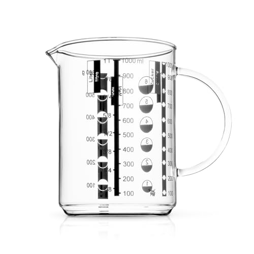 WMF Gourmet Messbecher 1 l – hitzebeständiger Glas-Messbecher mit präziser Skalierung, spülmaschinen- & mikrowellengeeignet, robuster Maßbecher aus Glas zum Kochen, Backen & genauen Abmessen