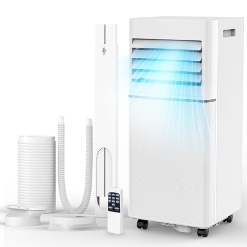 Electactic Mobile Klimagerät 10000 BTU leise für Schlafzimmer, Büro und kleine Räume, 3 in 1 Kühlung, Luftentfeuchter und Ventilator, automatische Verdunstung, 2 Geschwindigkeiten