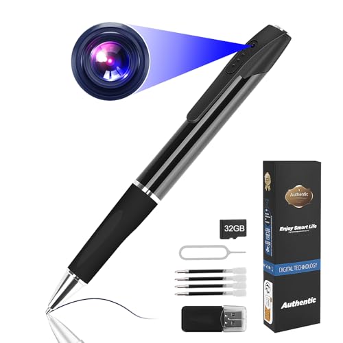 FINSUI Mini Kamera 1080P überwachung Kamera Tragbare kleine Überwachungskamera 32GB Stiftkamera Kamera für Home Office Geschäftstreffen mit 5 Tinte Fills