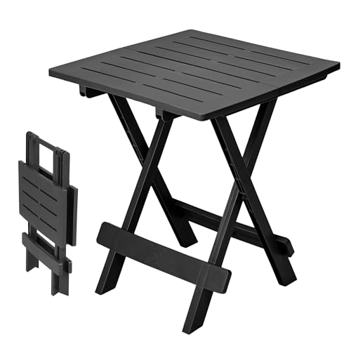 Spetebo Kunststoff Klapptisch Adige 45 x 43 cm - anthrazit - Garten Beistelltisch klappbar - Beistelltisch Campingtisch Teetisch Balkontisch Tisch klein