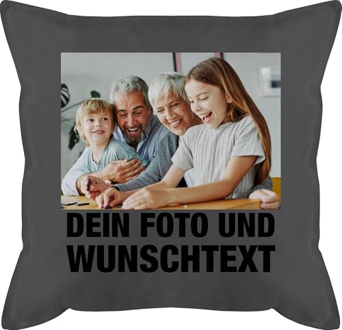 Kissen 50x50 - Mit Foto I Eigenem Bild I Text I Name I Wunschtext - 50 x 50 cm - Grau - selbst fotokissen selber gestalten Photo bezug grossmit Bedrucken Lassen fotopolster personalisiertes Fotos