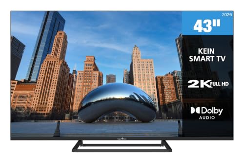 Smart Tech 43FN01V3 Fernseher 43 Zoll (109 cm) LED TV mit Full HD Auflösung | Dolby Audio | 3x HDMI | 2x USB | Frameless Design | Hotelmodus | Keine Smart-Funktionen | Triple-Tuner DVB-C/-S2/-T2 | 2026