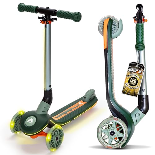 Apollo Whizzie LED Kinderroller, klappbarer Kinder Scooter, höhenverstellbarer Dreiradscooter für Kinder ab 3 Jahre, LED-Effekt in Rollen, Lenker und Deck, 3-Rad Roller im coolen Design