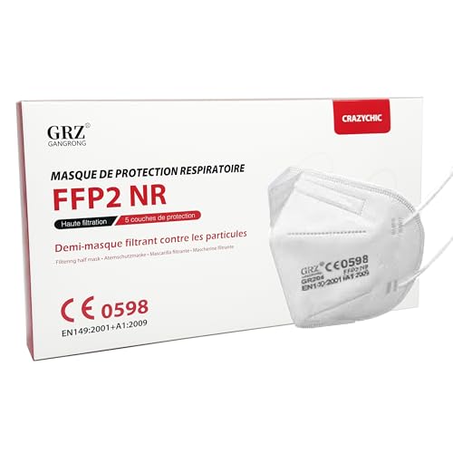 CRAZYCHIC - 20 Stück FFP2 Maske Atemschutzmaske - CE EN 149 Schutzmaske Weiß - 5 Lagen Hohe Filtration Maske - Mundschutzmaske - Staubschutzmaske Einzelverpackt
