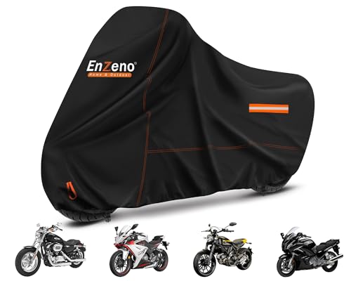 Enzeno Motorrad Abdeckplane Outdoor Motorradabdeckung Wasserdicht,210D Motorradplane Abdeckung Winterfest,Motorrad Garage Plane für Moped Roller Motoroller Motor(245x105x125cm)