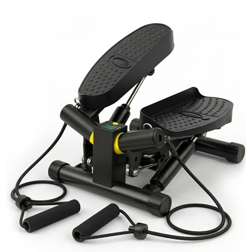 Niceday Twist Stepper für Zuhause | Swing Stepper mit Power Ropes | Stepper Hometrainer mit LCD Display | 2 in 1 Trainingsgerät bis 100kg | Bein/Arm Trainer (Twist Stepper mit Bändern)
