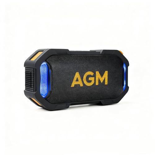 AGM MagROCK Magnetischer Bluetooth Lautsprecher mit 9-facher Lichtshow, IPX7 wasserdichte Musikbox, Starker Halt für Party, Fitness & Werkstatt, TWS Sound