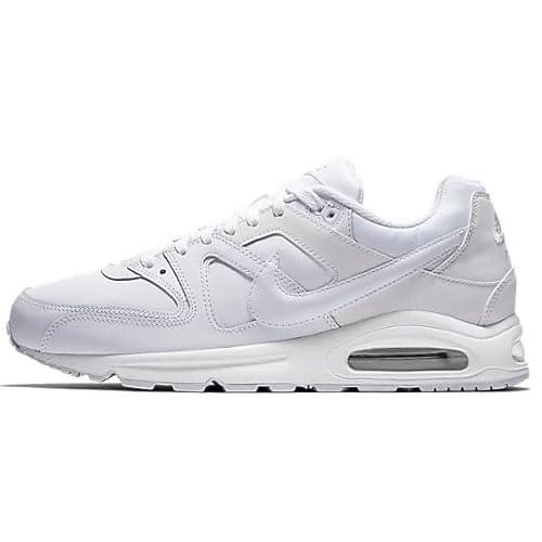 Nike Air Max Command Herren Leder Sneaker Sneaker Schuhe, Weiß, Metallic, Silber, Weiß, 43 EU