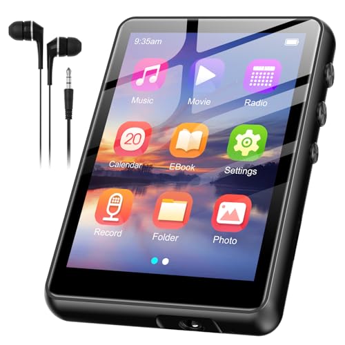 SWOFY 128GB SWOFY MP3 Player Bluetooth 5.3, 300 mAh Batterie,2.4 Zoll Touchscreen Mini Musik Player, Unterstützt bis zu 128GB TF Karte (Schwarz)