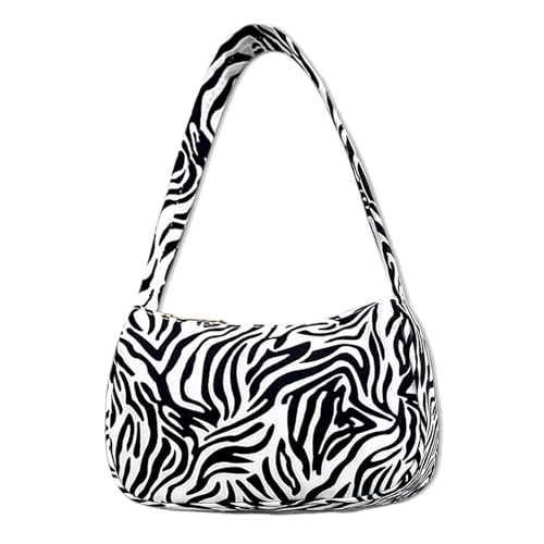 KASESSS Zebra-Print Umhängetasche Damen Klein, Stilvolle Kleine Handtasche Damen, Leichte Nylon Hobo Bag Mit ReißVerschluss, Elegant Schultertasche, Unterarm Tasche Für Täglichen Gebrauch