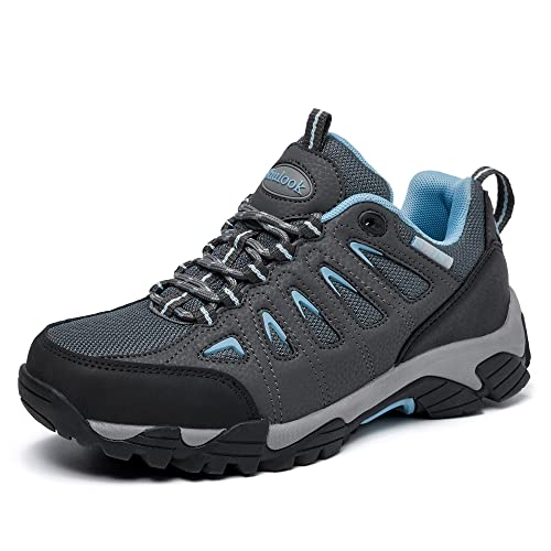 SHULOOK Wanderschuhe Damen Wasserdicht Leicht (Grau Blau EU 39)