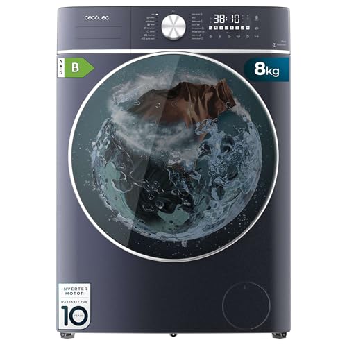 Cecotec Waschmaschine Trockner 8-5Kg Frontlader Bolero Wash&Dry 8580 Inverter Ice Blau A. 1400 U/MIN, 16 Programme, Inverter Plus Motor, SteamMax, Smooth Wash, SpaCare, Antibakterielle Dichtung