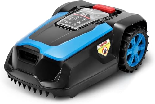 LEADZM Mähroboter Rasenroboter mit Begrenzungskabel, Rasenmäher Roboter, Bis zu 1200m², Bluetooth & WLAN, Selbstladend, Schnitthöhe 2.5-6.5 cm, 47% Steigung, 22 cm Schnittbreite, IPX5 Wasserdicht